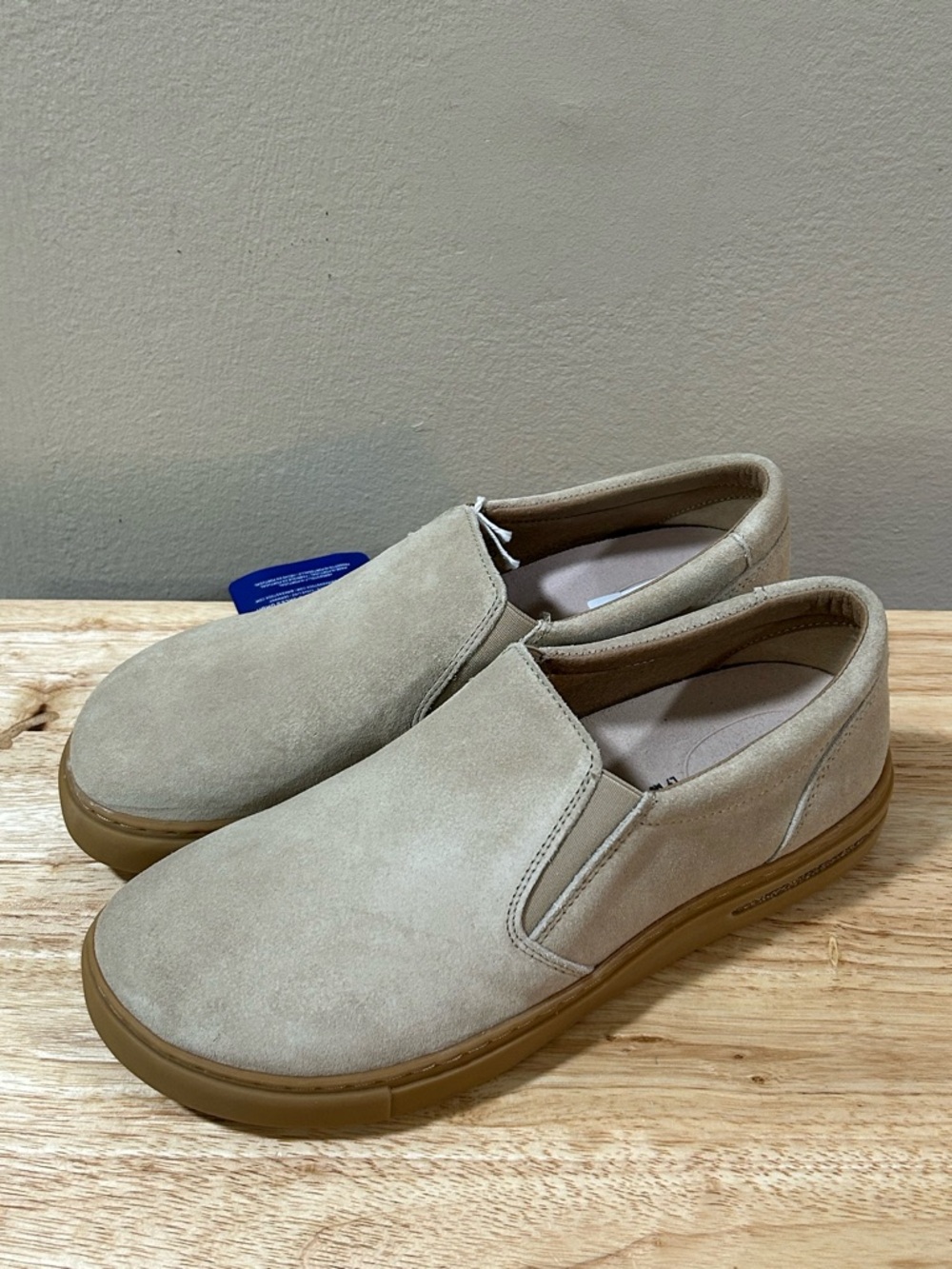 Birkenstock Women's Slip-On Athletic Shoes in Light Beige with Gum Sole - Picture 7 of 11